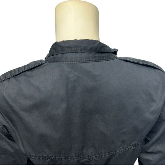 Calvin Klein Black coat long army trench coat Jacket with belt many pockets fall - Picture 9 of 9